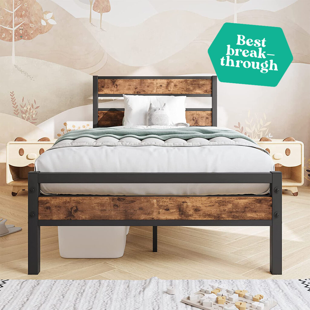 Hojinlinero Twin Bed Frames with Wood Headboard