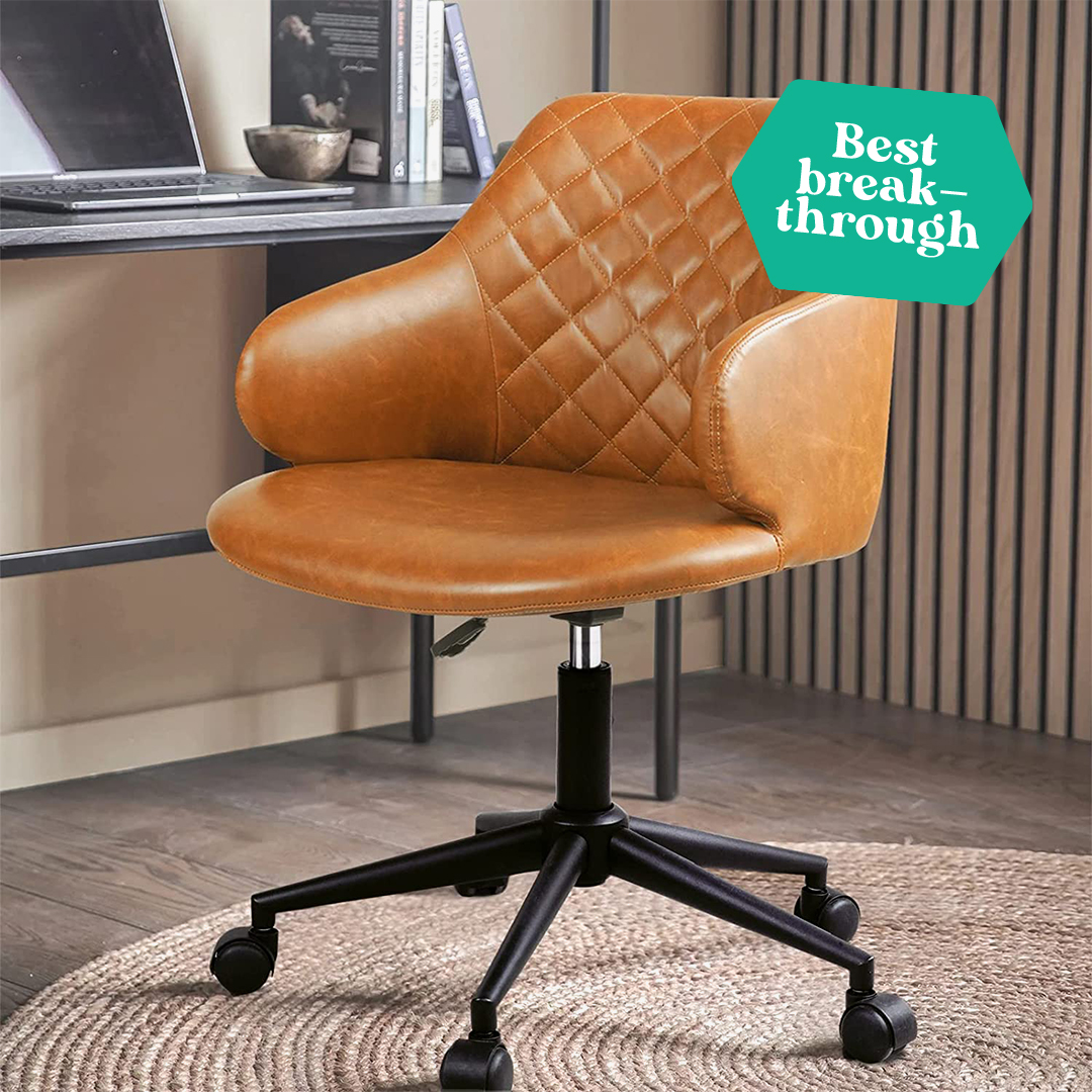 Arts Wish Brown Leather Boho Desk Chair with Arms