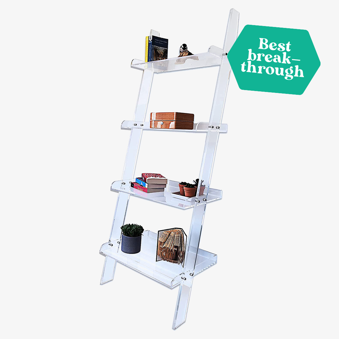 Claimed Corner Acrylic Ladder Bookcase