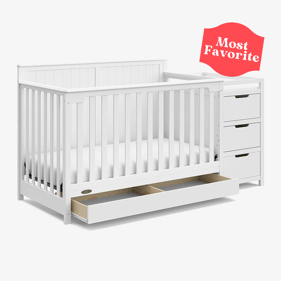 Graco Hadley 4-in-1 Convertible Crib and Changer with Drawer (White) 
