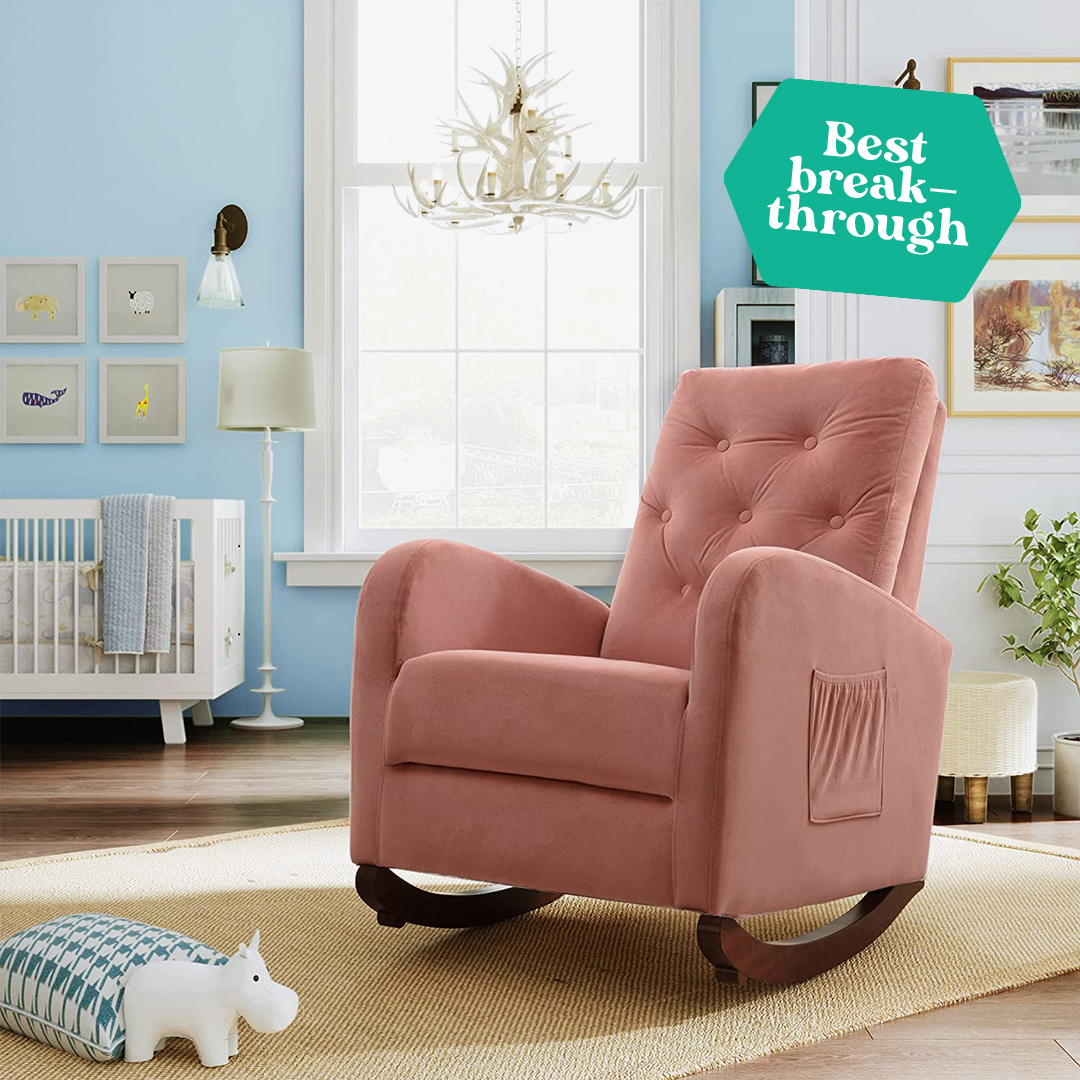 Merax Pink Modern Mid-Century Tufted Chair