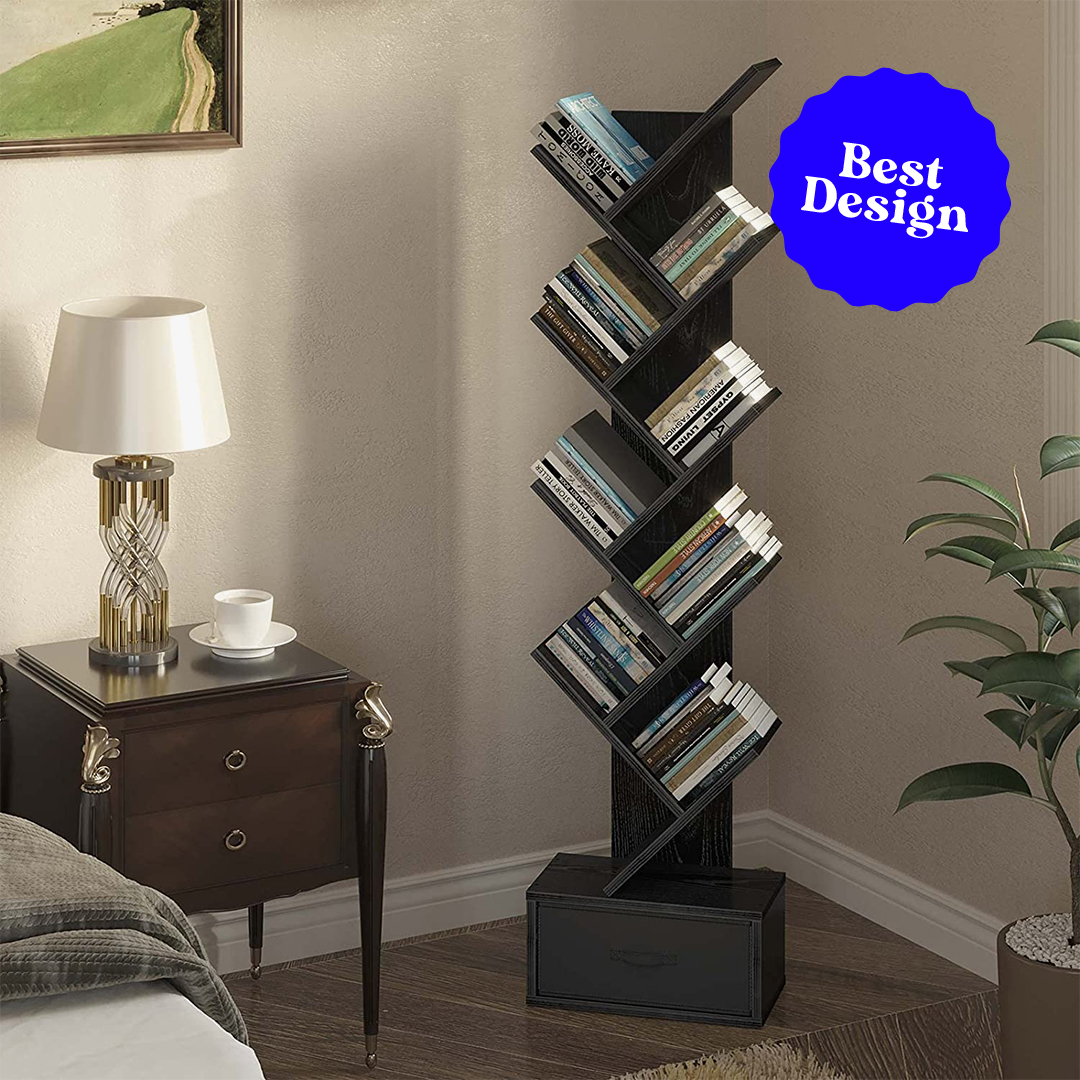 Rolanstar Bookshelf with Drawer9 Shelf Tree Bookshelf best design