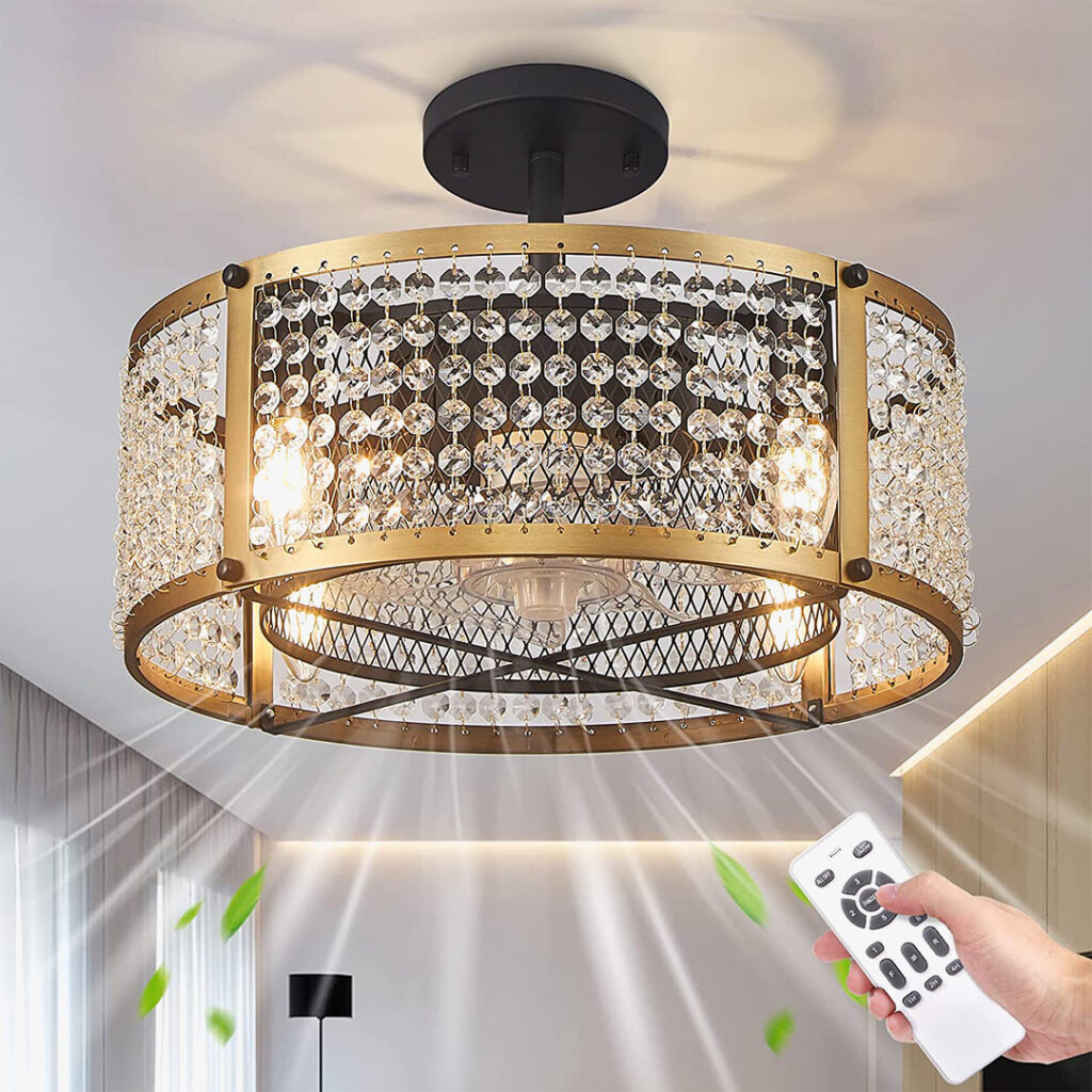 Zhizenl Gold Ceiling Fan with Lights
