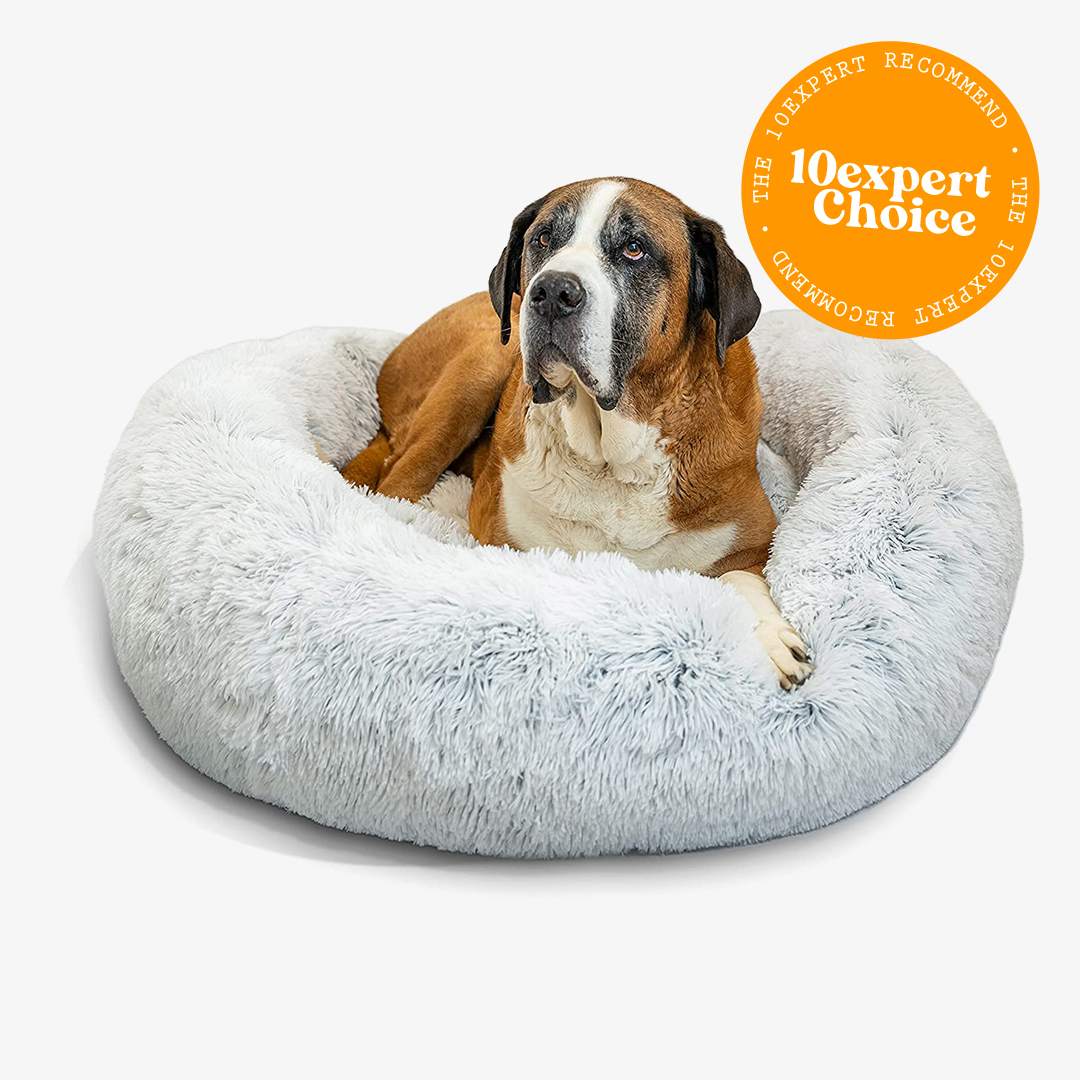 Best Friends by Sheri The Original Calming Donut Cat and Modern Dog Bed in Shag Fur Frost