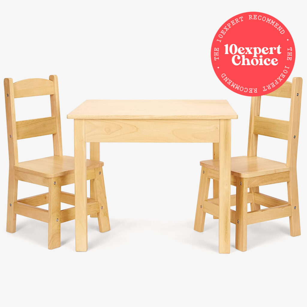 Melissa & Doug Solid Wood Table and 2 Chairs Set