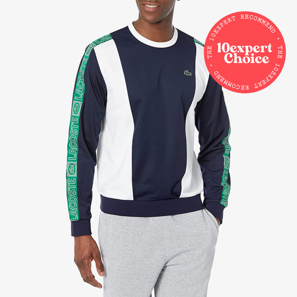 10expert Choice Lacoste Men s Long Sleeve Colorblock Print Crewneck Sweatshirt