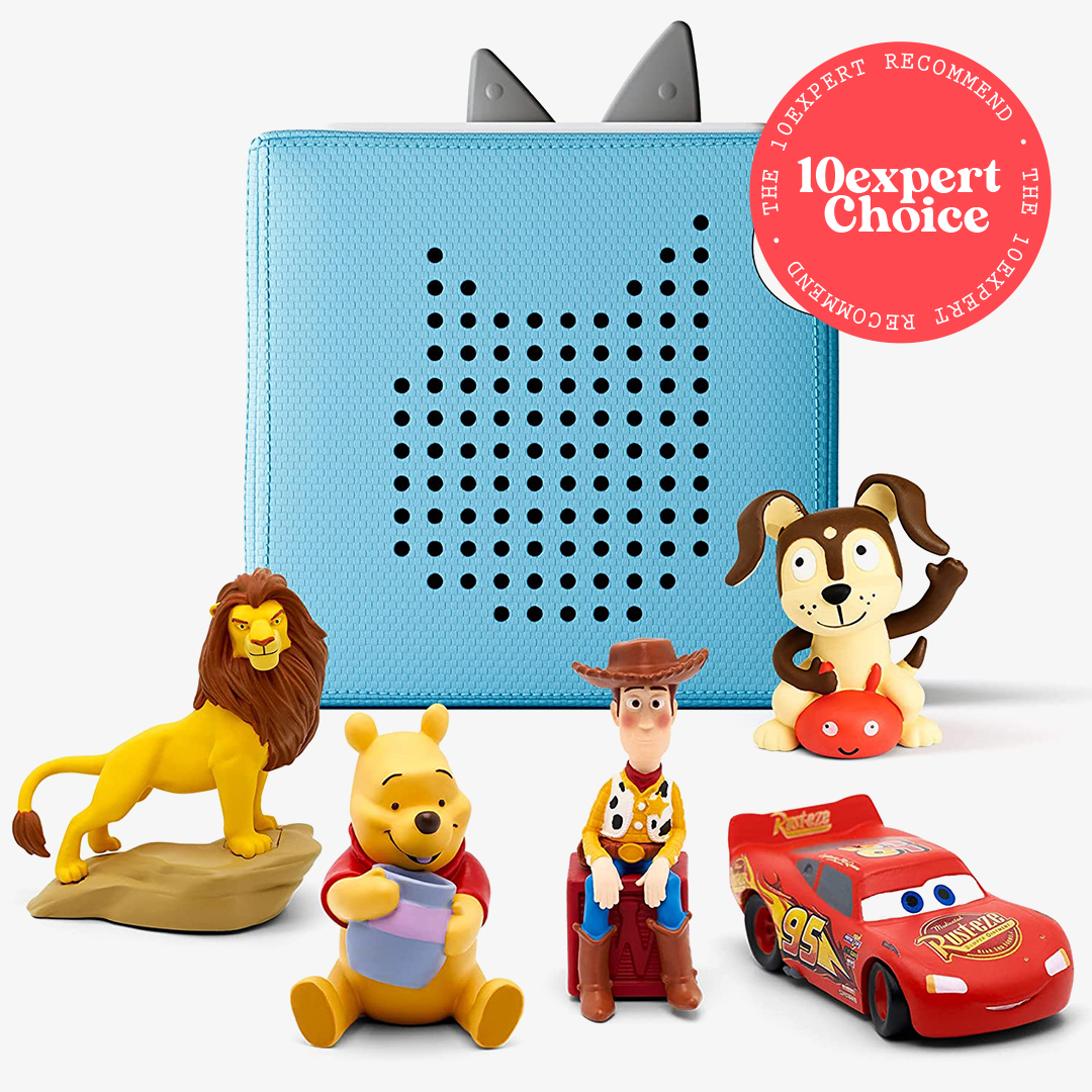 Toniebox Audio Player Starter Set with Woody, Lightning McQueen, Simba, Winnie-The-Pooh, and Playtime Puppy