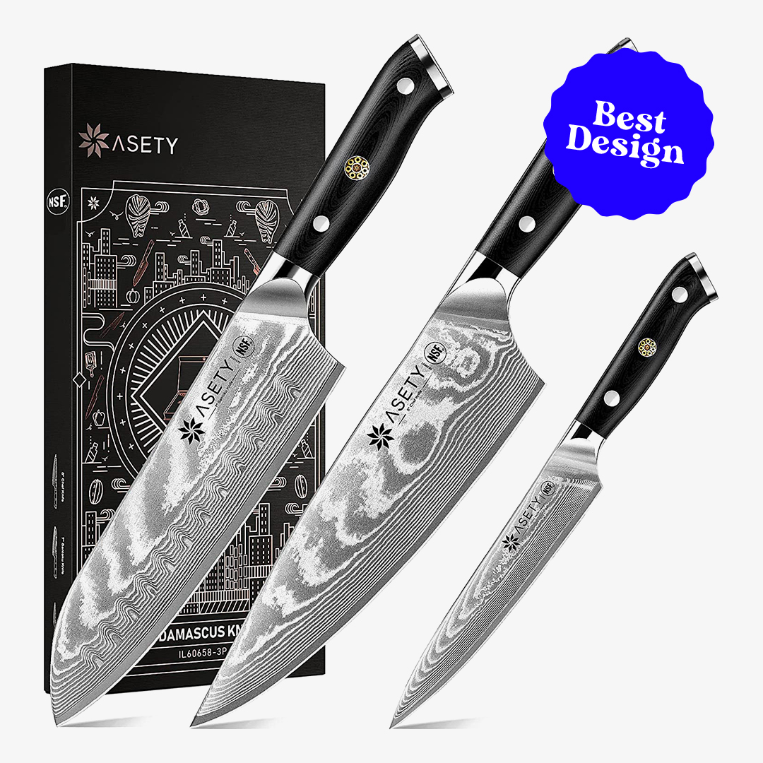 ASETY Damascus Knife Set 3pcs best design