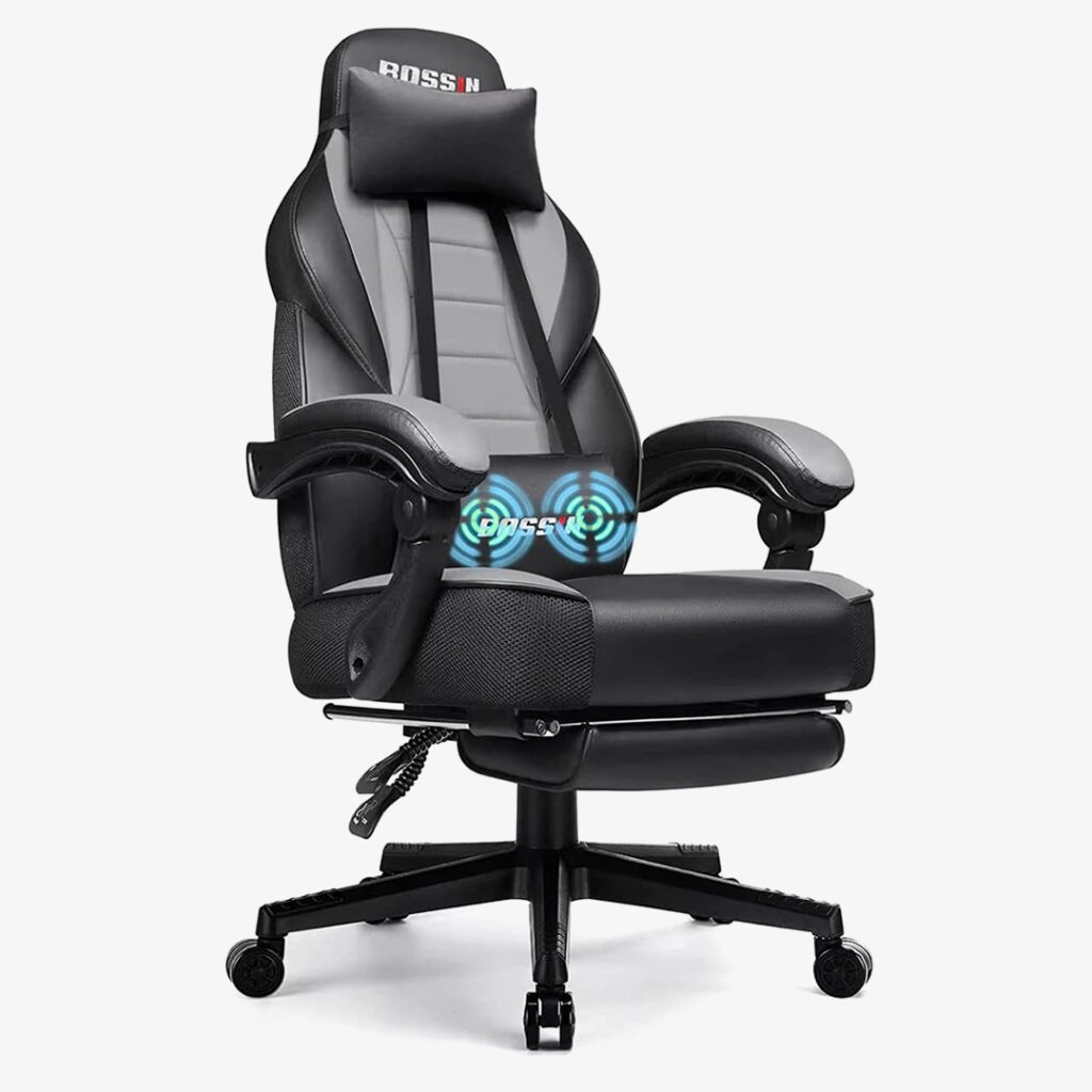 Bossin Massage Gaming Chair with Large Size Cushion High Back