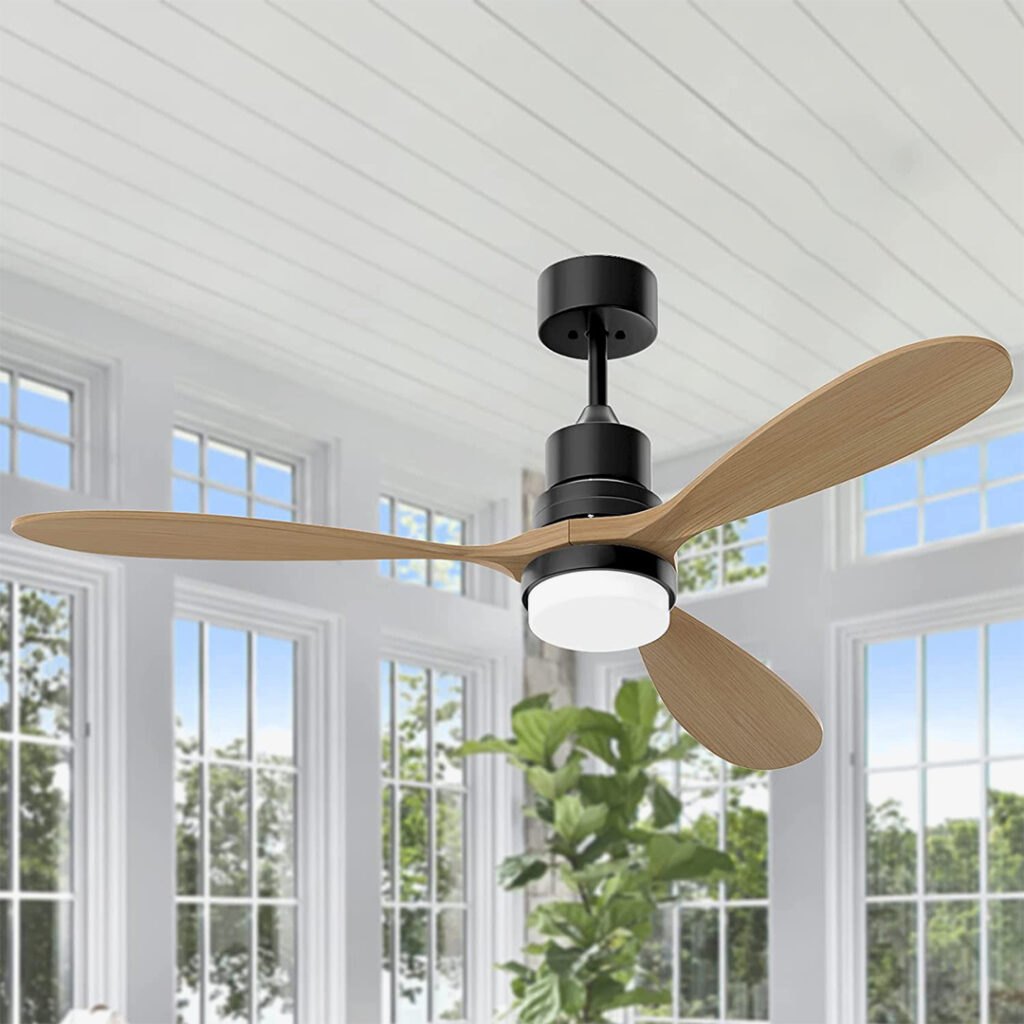 Beclog Wood Ceiling Fans, 52'' Outdoor Ceiling Fan with Lights Remote Control