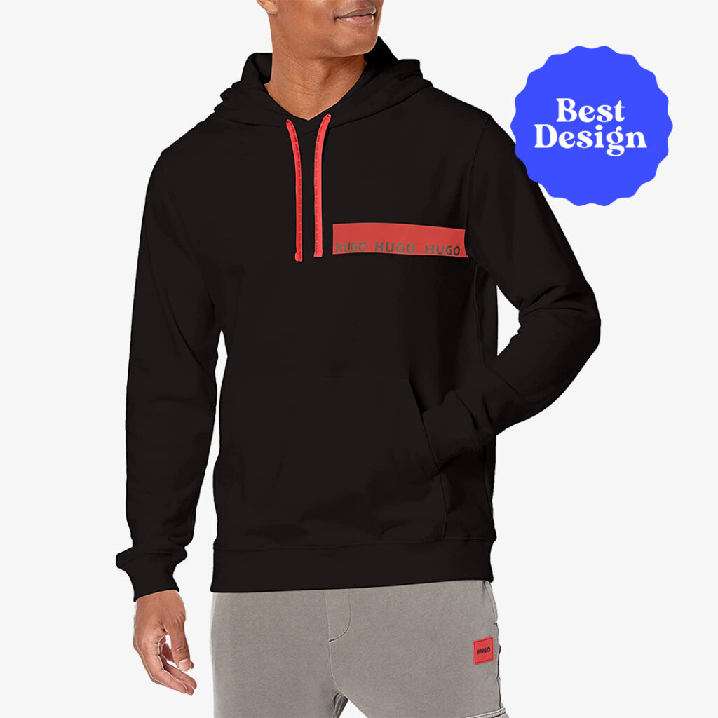 Best Design HUGO Men s Logo Tape Long Sleeve Hooded Sweater 1