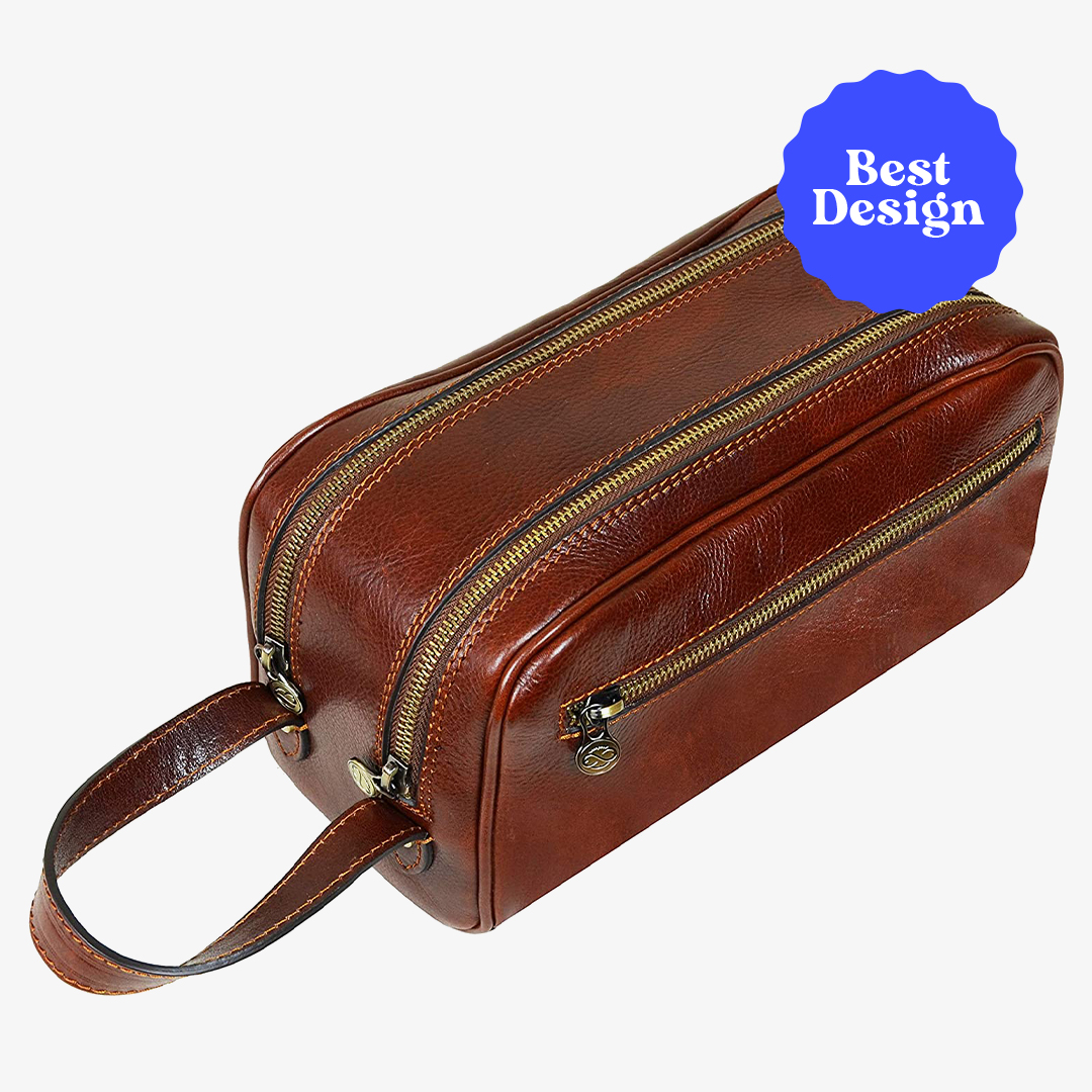 Best Design Time Resistance Leather Cosmetic Bag Toiletry Italian Classy Dopp Kit