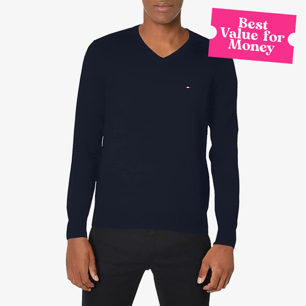 Best Value for Money Tommy Hilfiger Men s Essential Long Sleeve Cotton V Neck Pullover Sweater