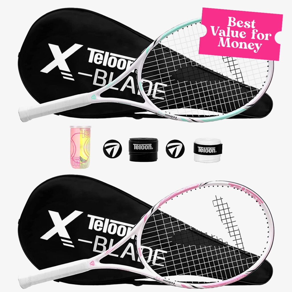 best tennis rackets for beginners : Teloon Tennis Rackets for Adults 2 pcs Recreational