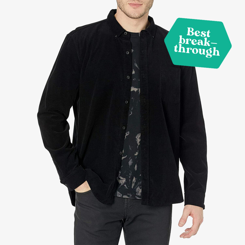 Black Long Sleeve Shirt Mens : PAIGE Men's Langford Long Sleeve Micro Corduroy Shirt