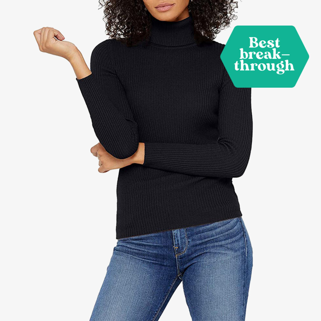 State Cashmere Ribbed Black Turtleneck Sweater 100% Pure Cashmere Long Sleeve Pullover for Women