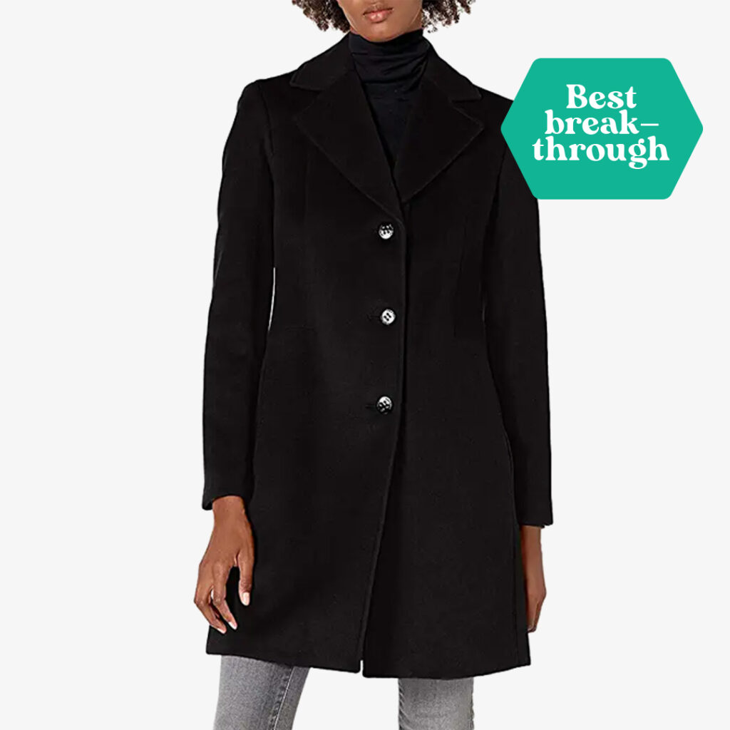 Black Blazer for Woman : Calvin Klein womens Classic Cashmere Wool Blend Coat
