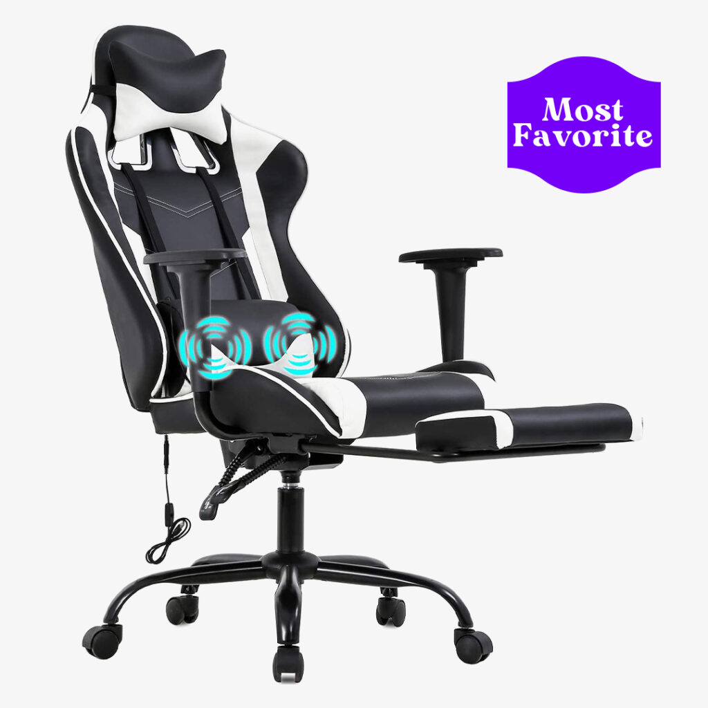 BestOffice Massage Gaming Chair with Lumbar Support Headrest