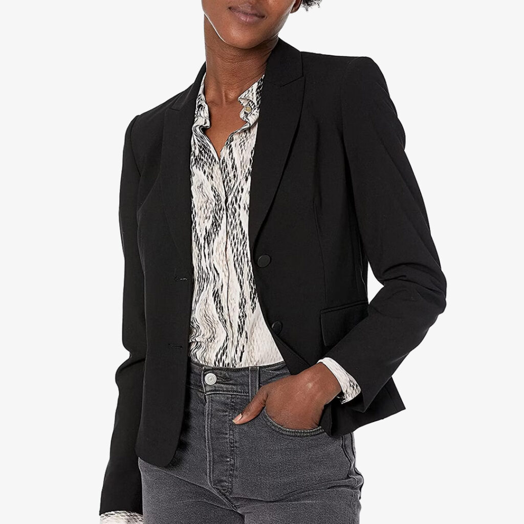 Black Blazer for Woman : Calvin Klein Women's Two Button Lux Blazer
