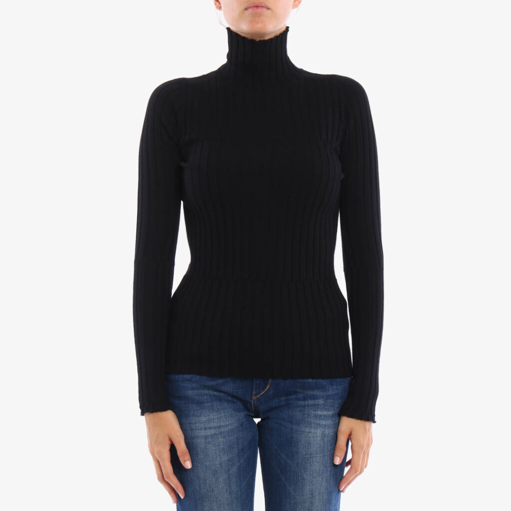 Cashmeren Black Turtleneck Sweater 100% Cashmere Ribbed Long Sleeve Pullover for Women
