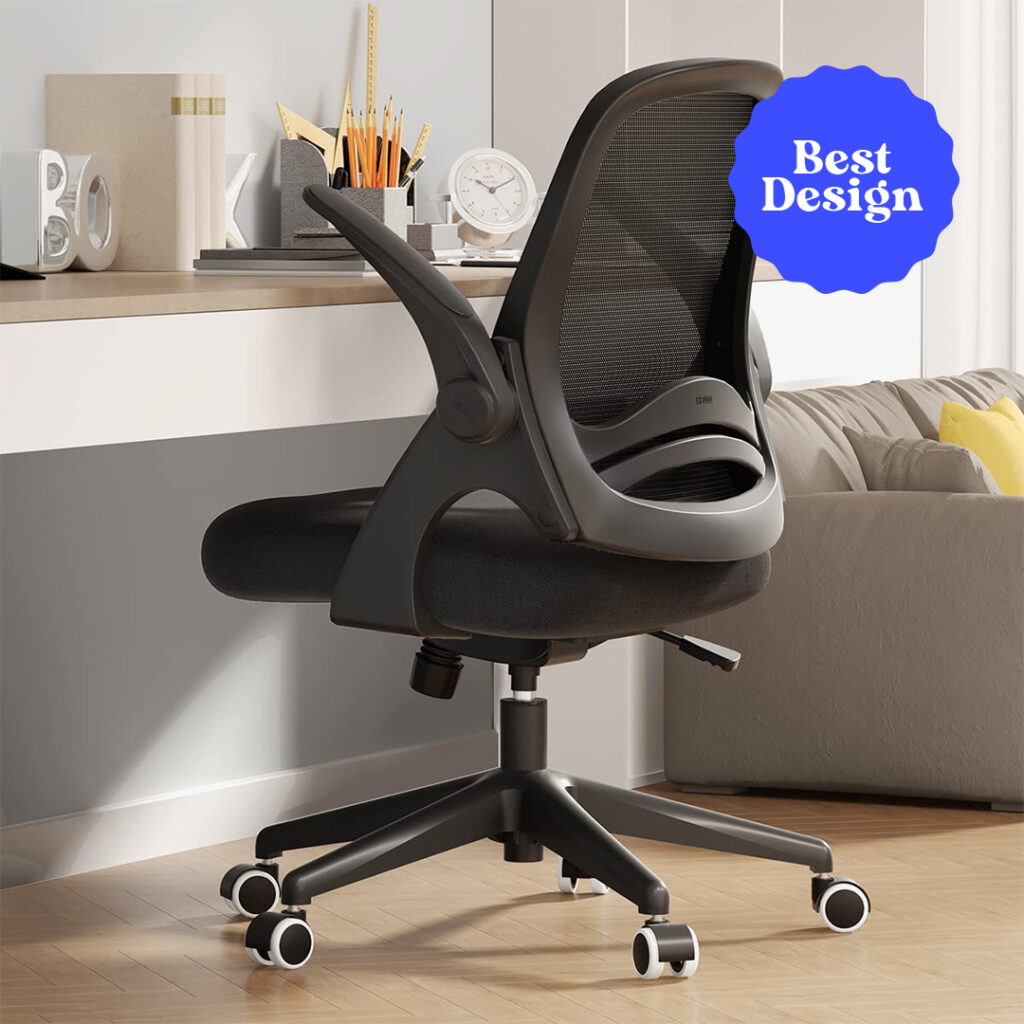 Hbada Home Office Chair with Flip-Up Arms and Adjustable Height