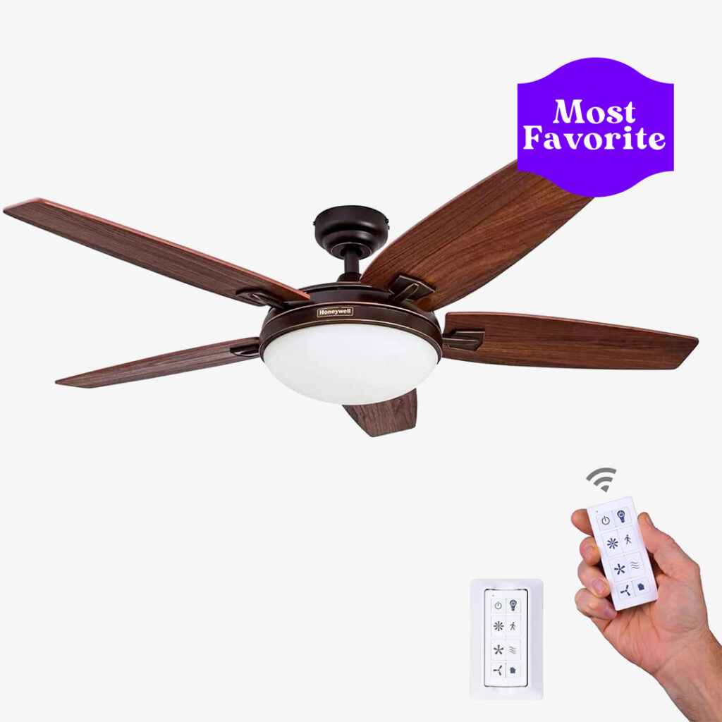 Honeywell Wooden Ceiling Fans Carmel - 48-in Indoor Fan - LED Ceiling Fan with Light and Remote Control