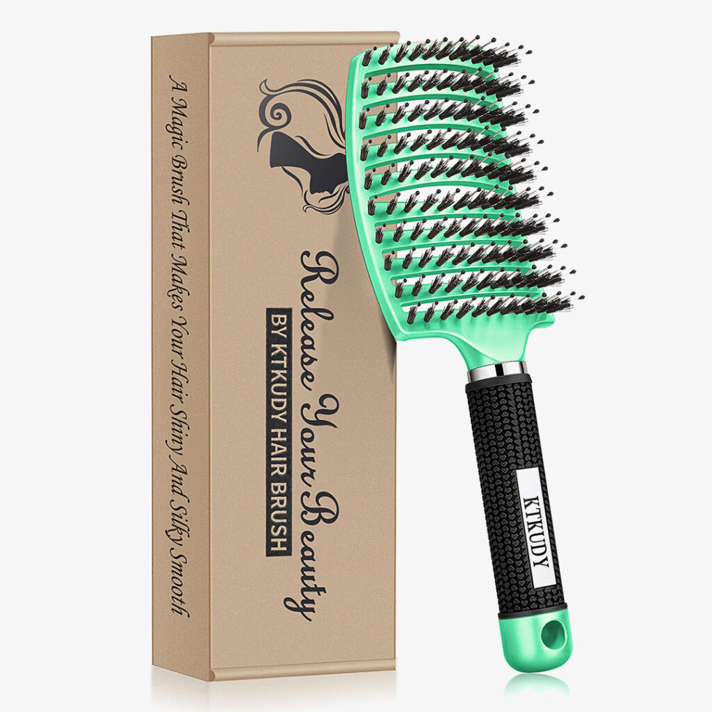 KTKUDY Detangling Brush for Curly Hair Boar Bristles Hair Brush Make Hair Shiny & Healthier