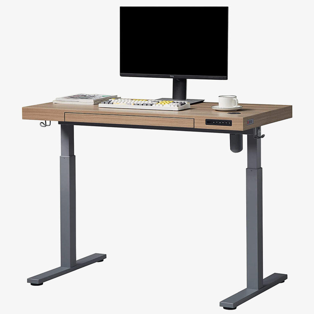 Kowo Electric Height Adjustable Wood Standing Desk with Drawer