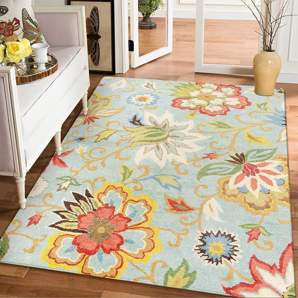 Lahome Machine Washable Floral Living Room Rug