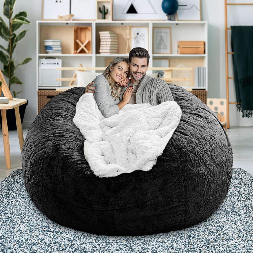 LapEasy Giant Sack Sofa Bag Chair Cover with Oversized Round Soft Fluffy