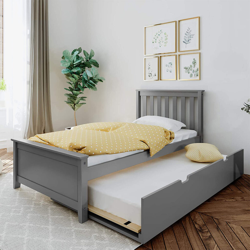 Fancy Bed Max & Lily Twin Bed, Wood Bed Frame with Headboard For Kids