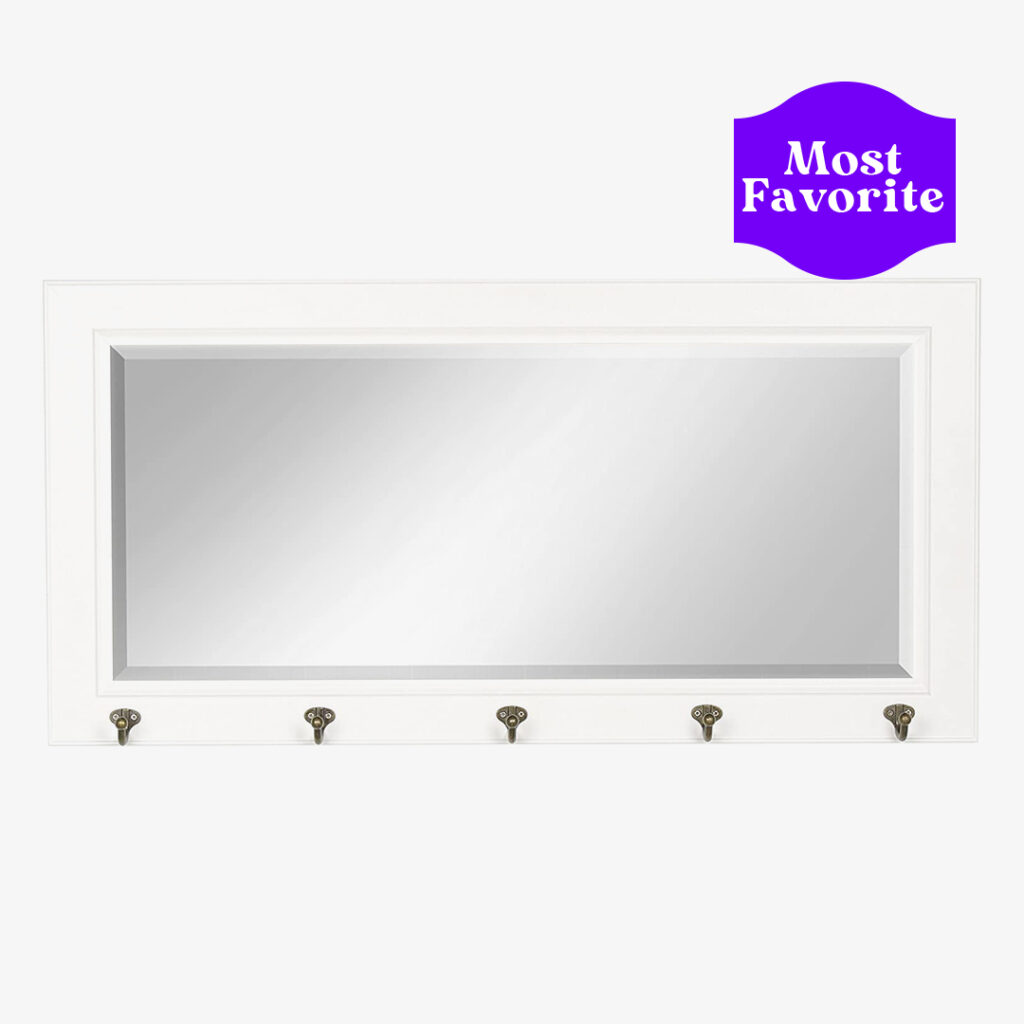 Entryway Mirror with Hooks : Kate and Laurel Pub Mirrors with 5 Metal Hooks
