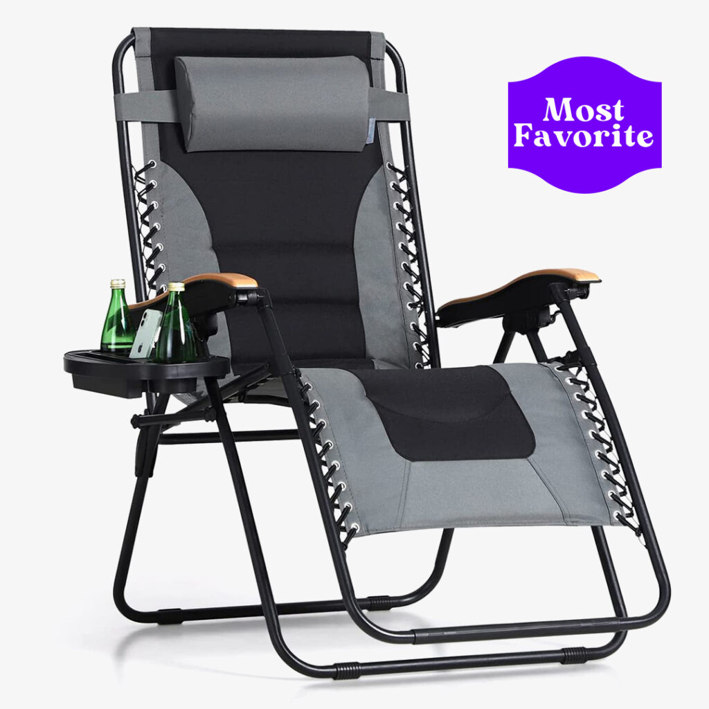 Most Favorite PHI VILLA Oversized Zero Gravity Chair with Cup Holder