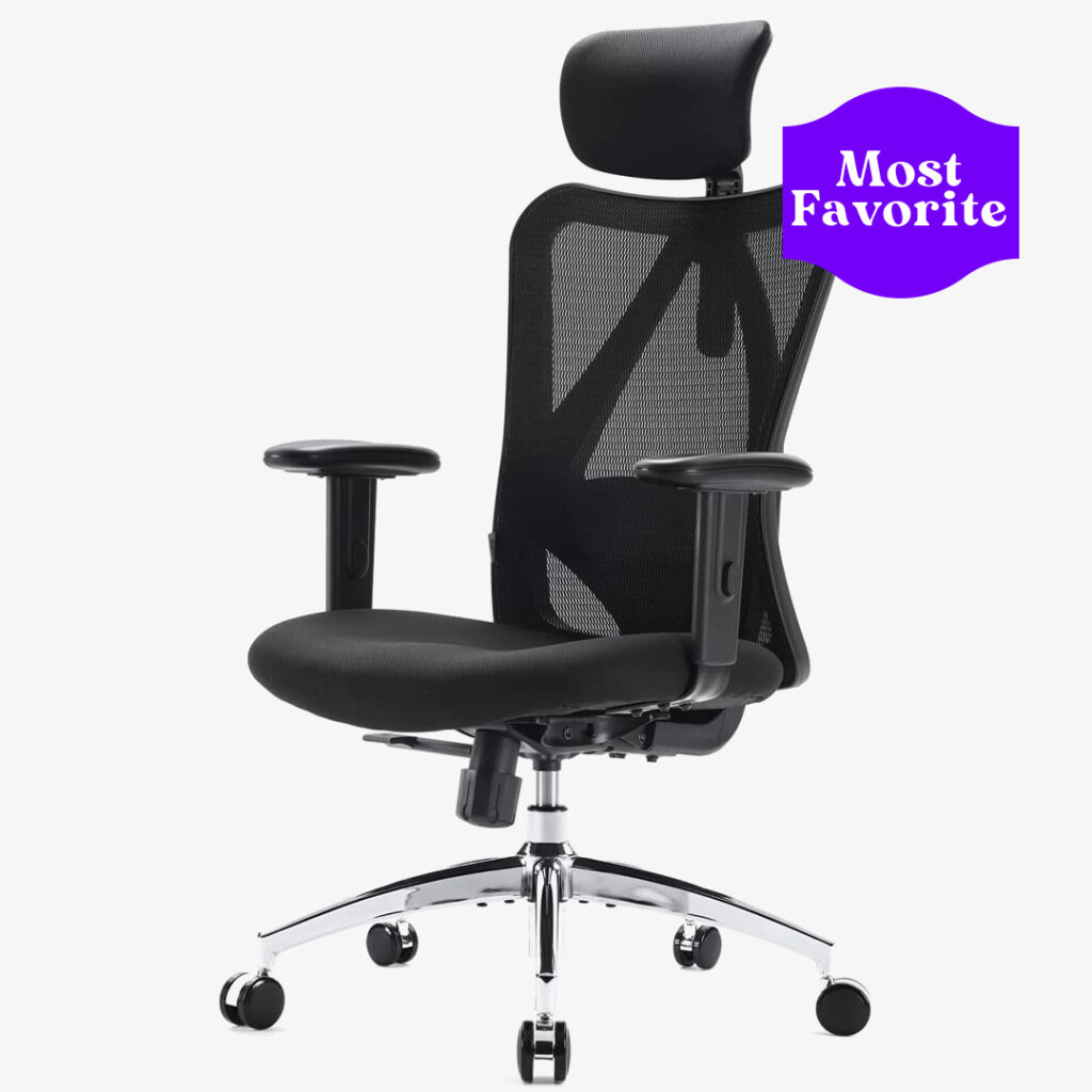 SIHOO Ergonomic Office Chair Adjustable Headrest with 2D Armrest