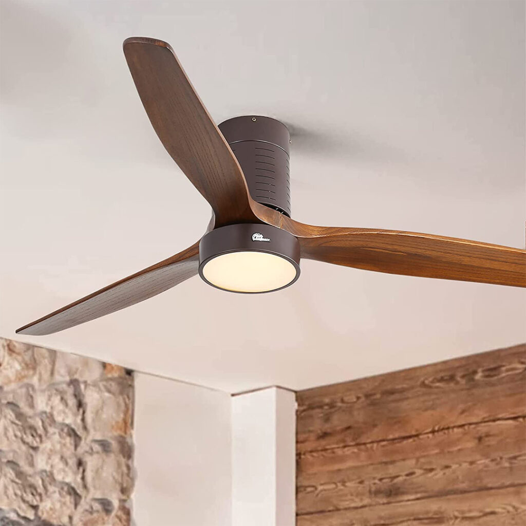 Sofucor Lights Flush Mount with Remote Control 52'' Wood Ceiling Fan