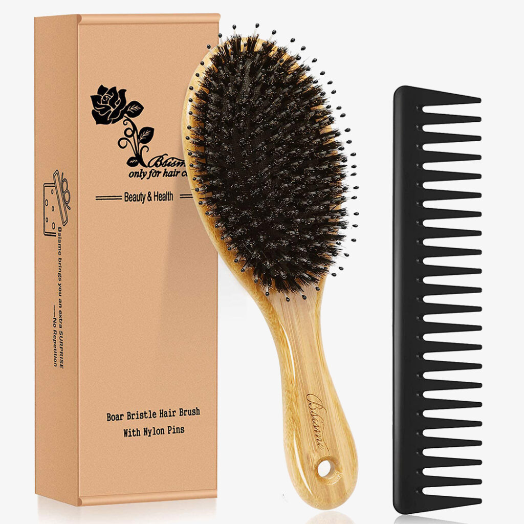 Bsisme Hair Brush Comb Set Boar Bristle Hairbrush for Curly Thick Long Fine Dry Wet Hair 