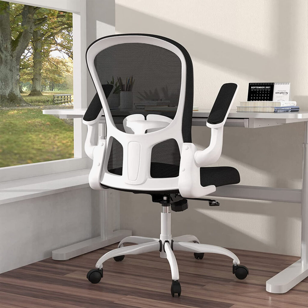 Sylibon Ergonomic Office Chair with Flip-Up Arms and Adjustable Height