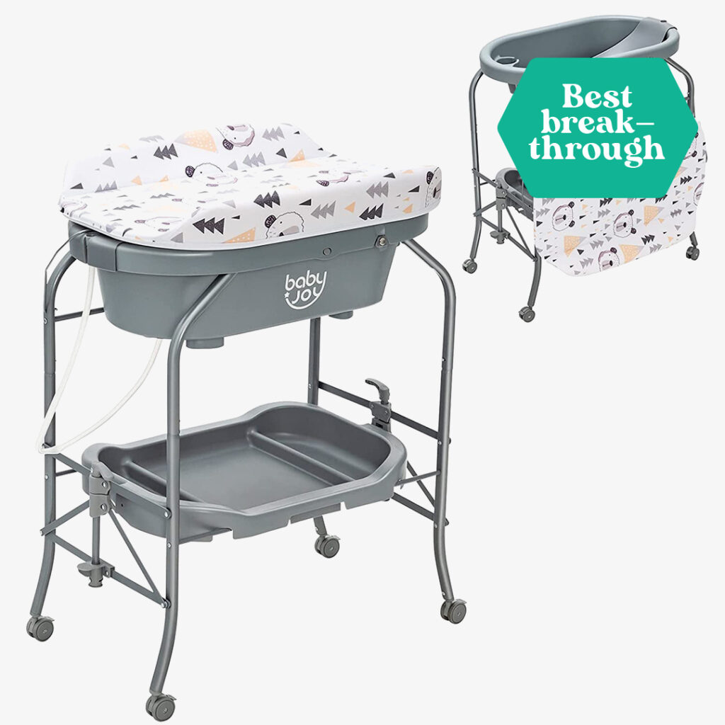 BABY JOY Baby Bathtub with Changing Table