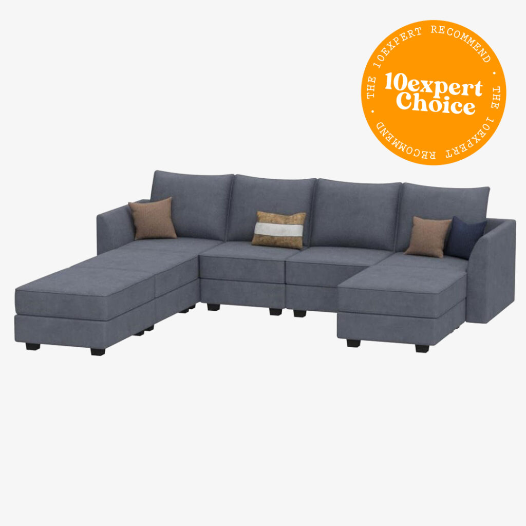 canvas sofa: honbay modular sectional sofa u-shaped reversible 