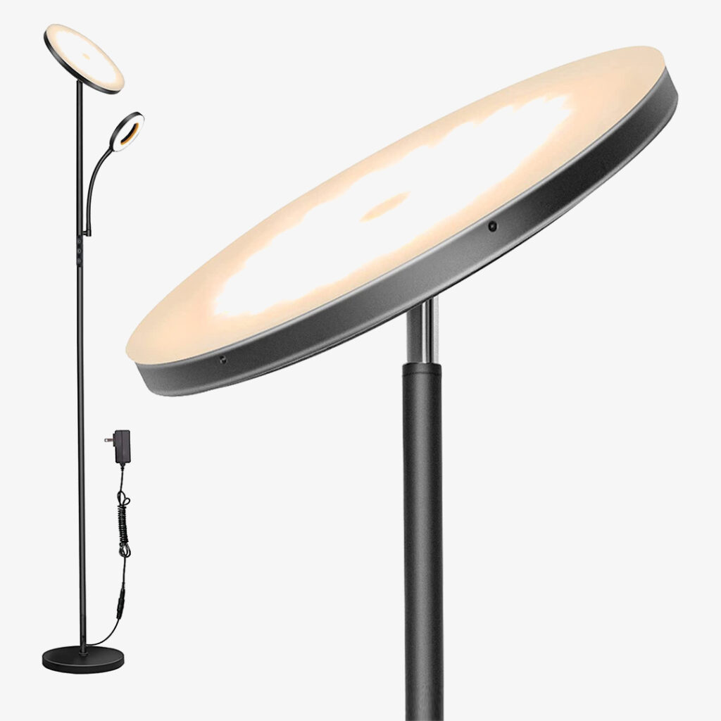LED Corner Lamp : LED Floor Lamp, 42W 3600LM Bright Standing Lamps with Adjustable Reading Lamp