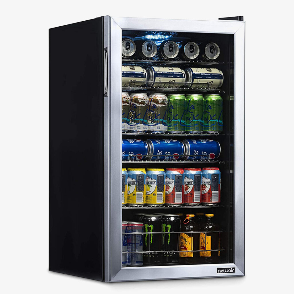 NewAir Beverage Refrigerator Cooler 126 Cans Free Standing with Right Hinge Glass Door