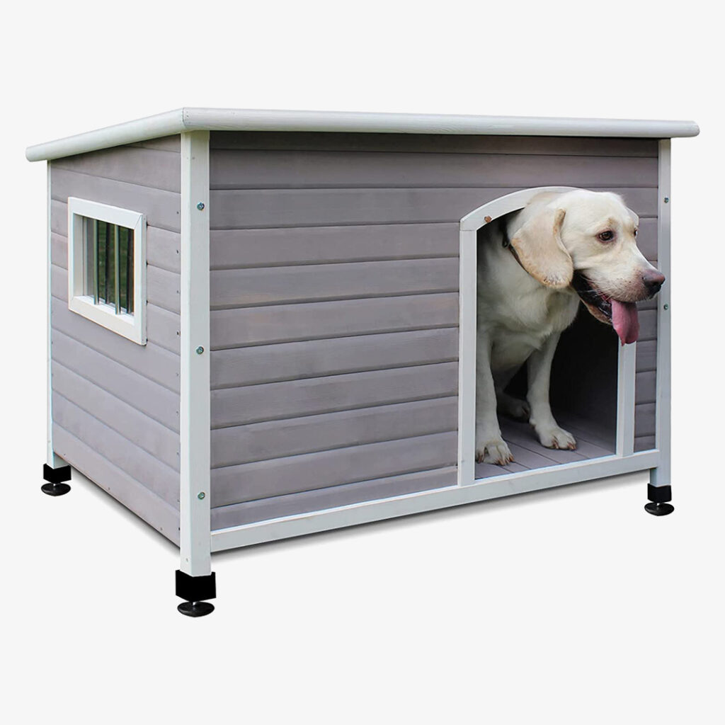 Wood Dog Houses Outdoor Insulated Weatherproof Dog Houses Outside with Door Cute Wooden