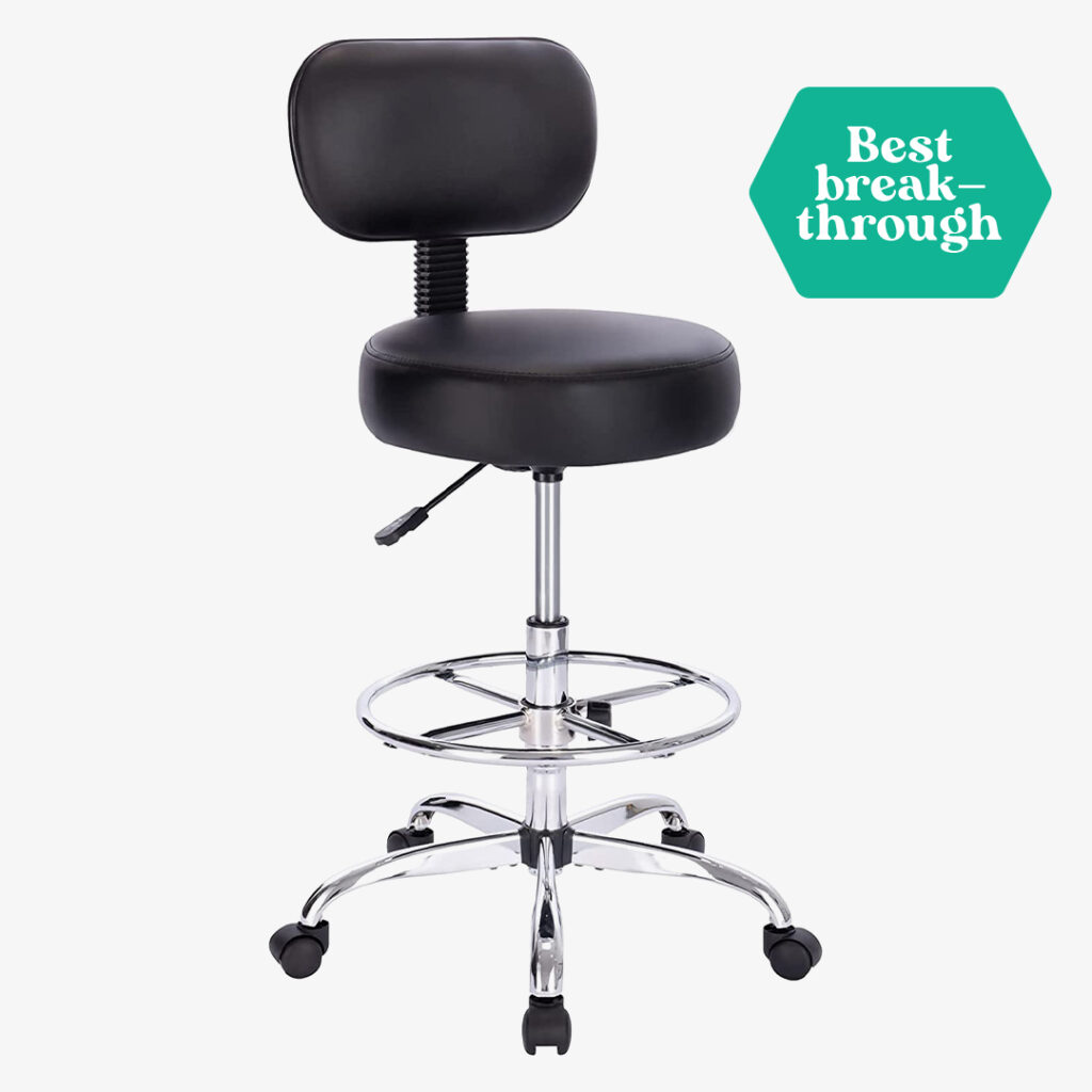 best breakthrough SUPERJARE Drafting Chair with Back Adjustable Foot Rest Rolling Stool