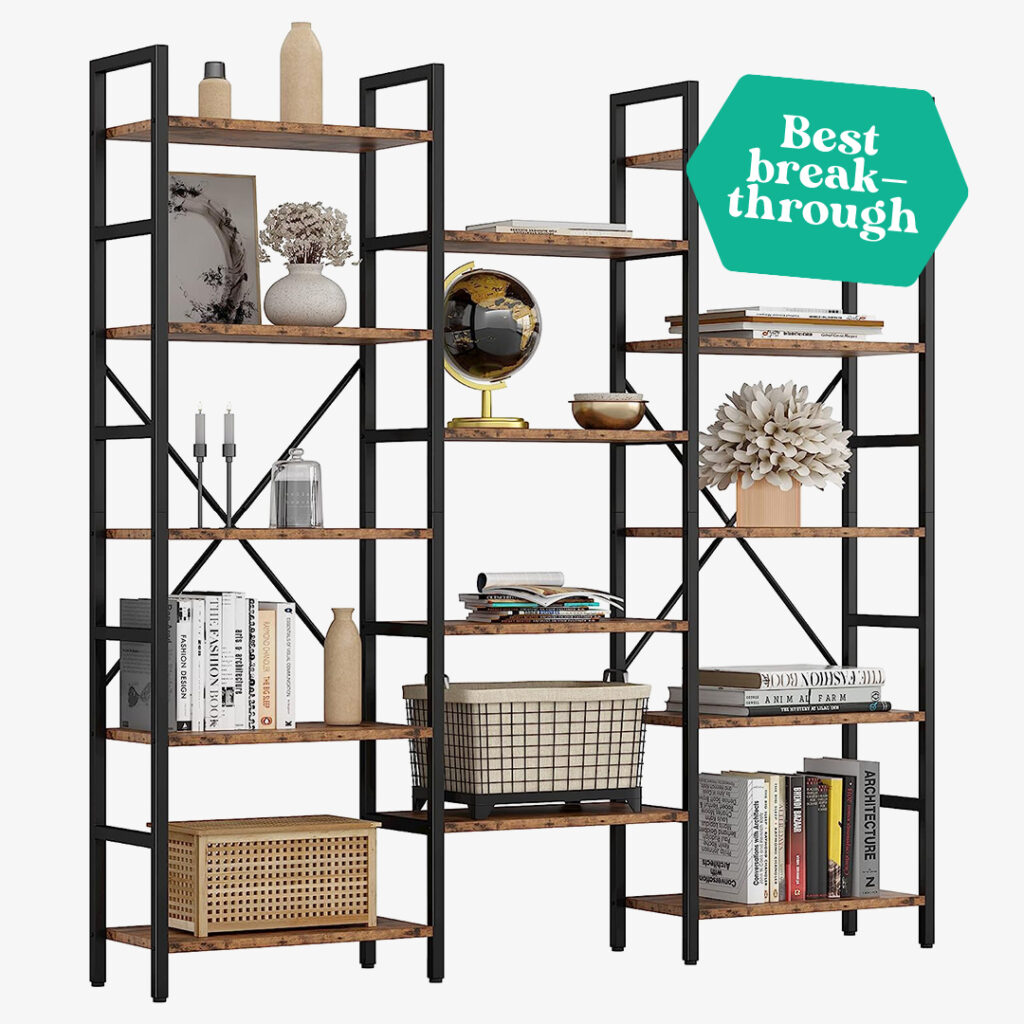 industrial bookcase: ironck triple wide 5 tiers