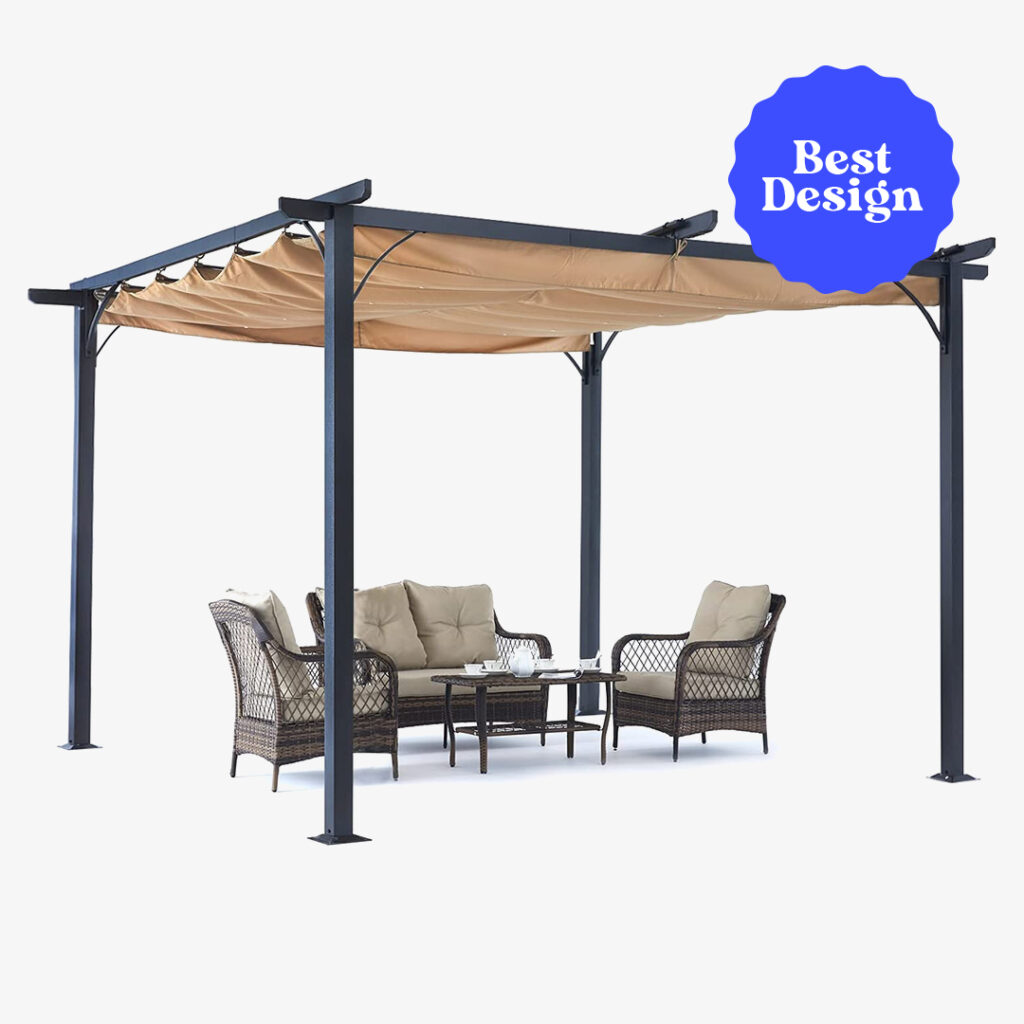 best design ABCCANOPY Patio Pergola 11x11 Outdoor Sun Shade Canopy with Retractable Shade for Garden Porch Backyard