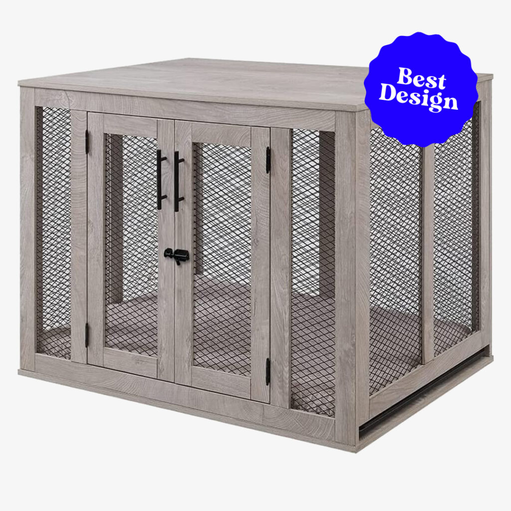 best design unipaws Furniture Style Dog Crate with Cushion and Tray 1