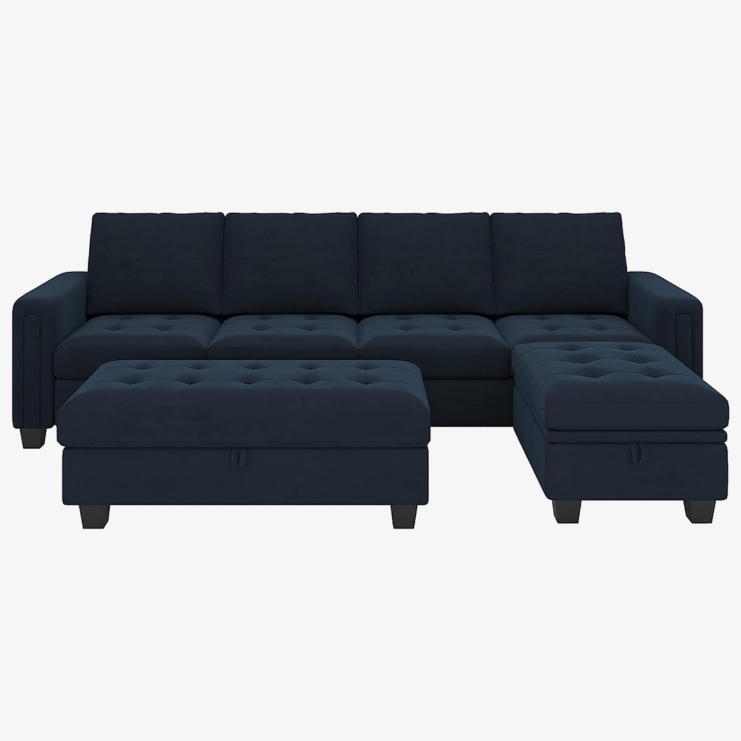 Belffin Velvet Convertible 4-Seat Sectional Sofa
