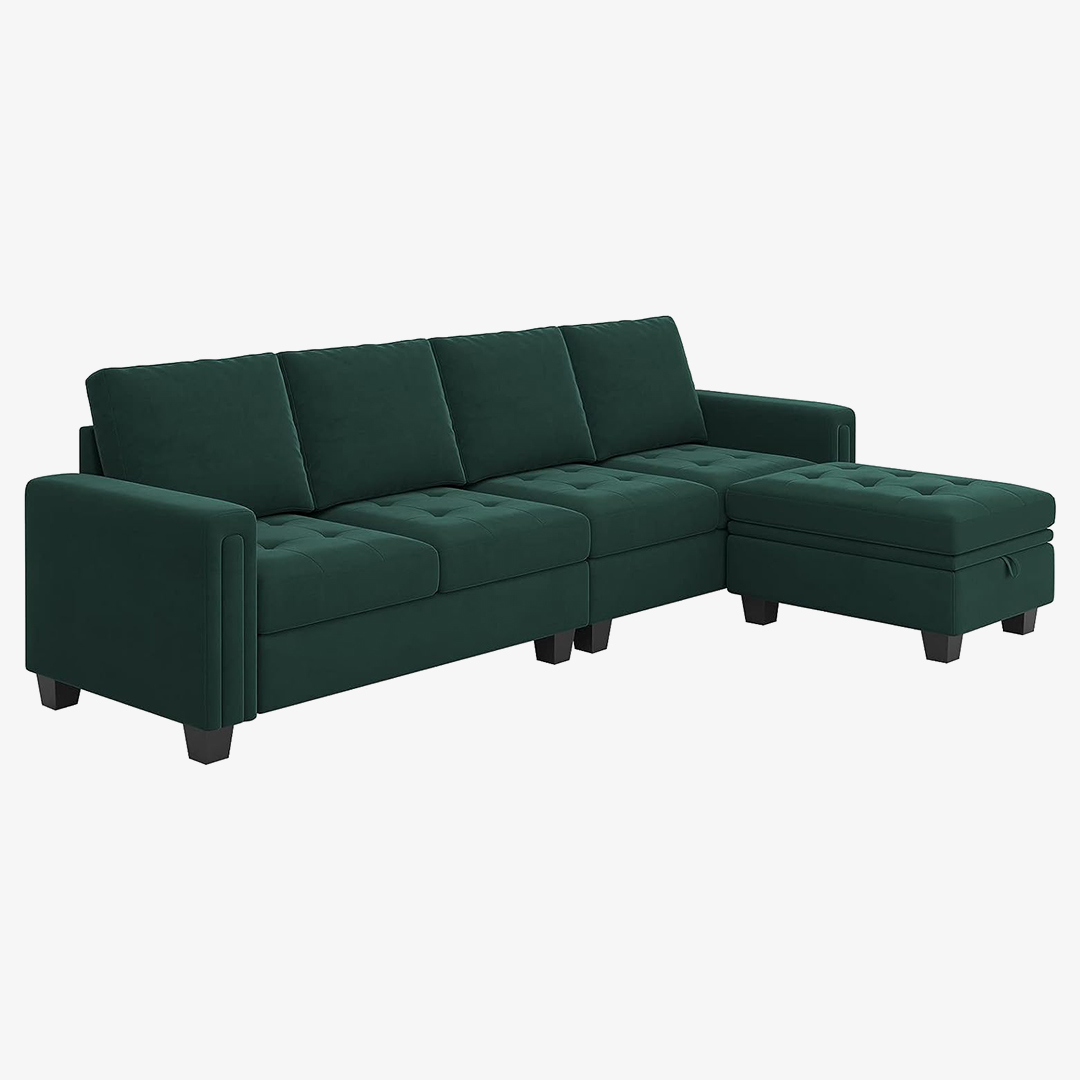 Belffin Velvet Reversible Sectional Sofa