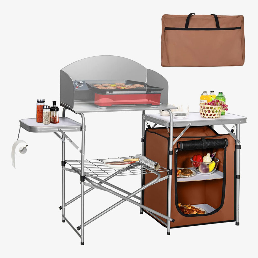 best camping kitchens: GYMAX Camping Table
