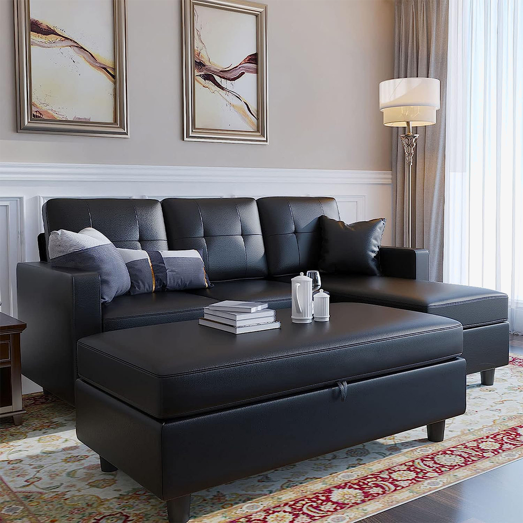 HONBAY Sectional Sofa with Ottoman